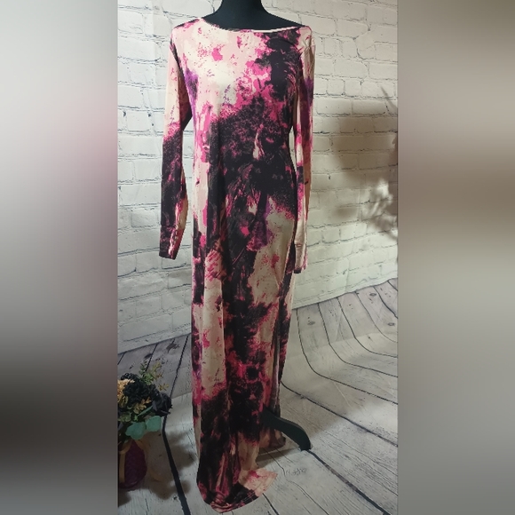 Vertigo LS Feather Collage Multicolor Gown Blush - Picture 3 of 13